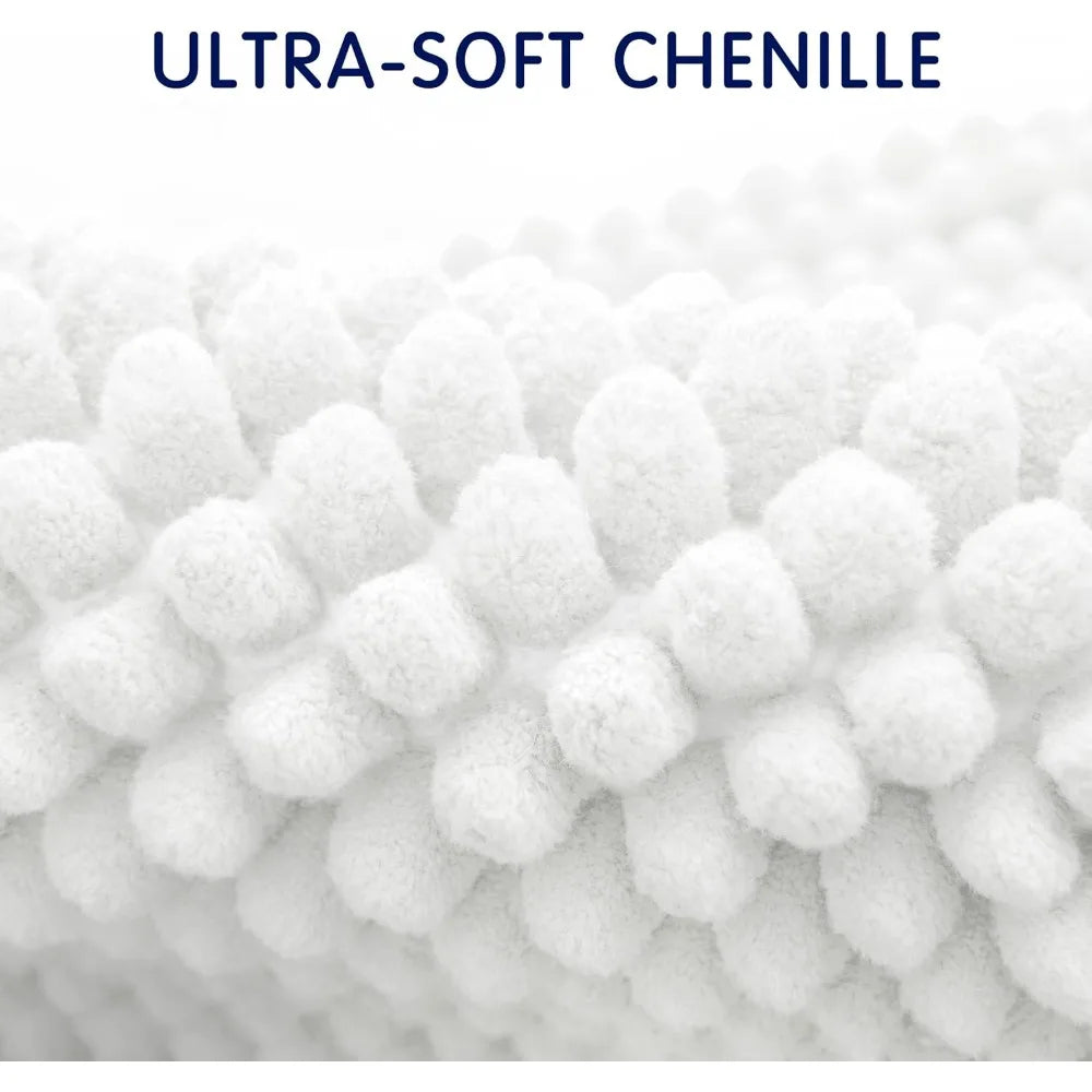 Chenille Bath Mat Super Absorbent Quick Dry Machine Washable Rug