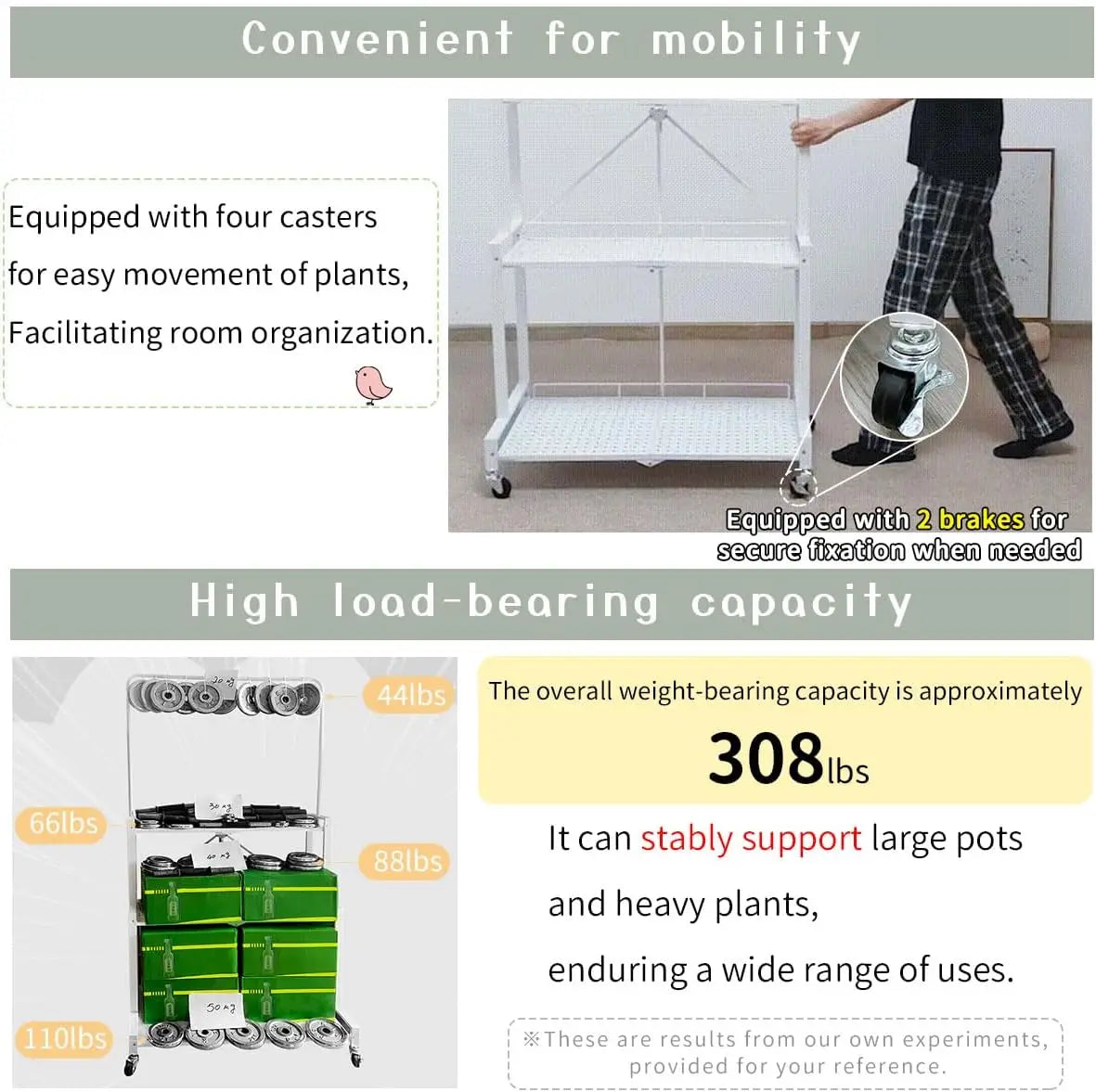 Foldable 4 Tier Plant Stand With Wheels No Assembly Needed