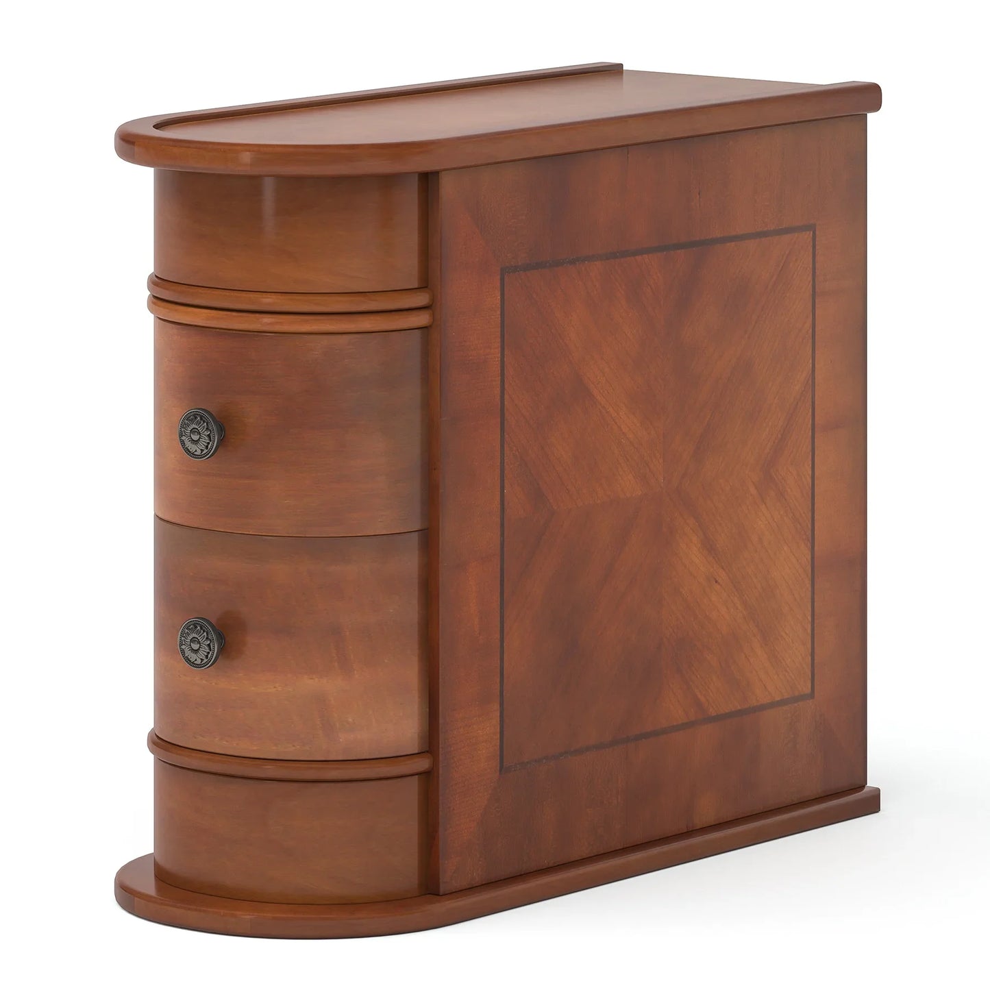 Tribesigns Round Solid Wood End Table With Drawer Nightstand