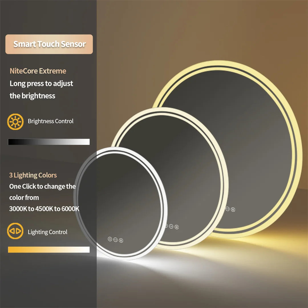 Luvodi Led Bathroom Mirror With Touch Screen And Anti Fog