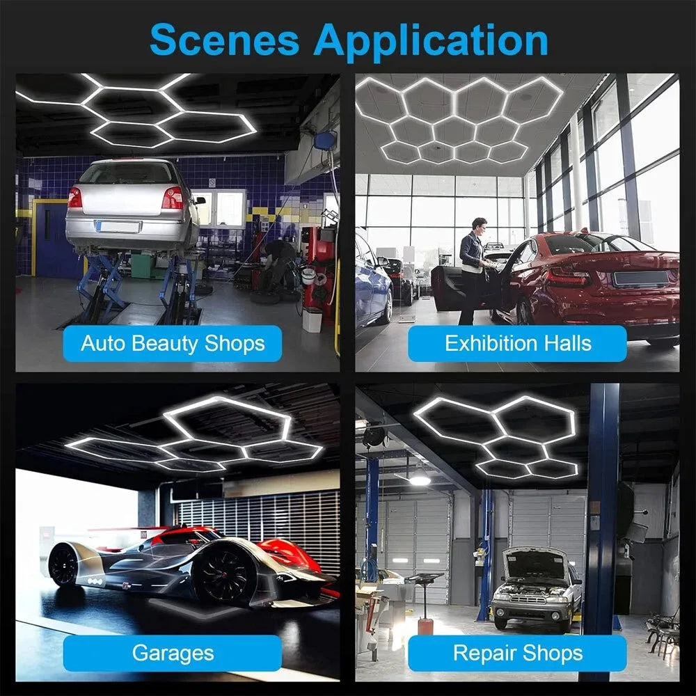 Hexagon LED Garage Light Honeycomb Ceiling Tube Lighting