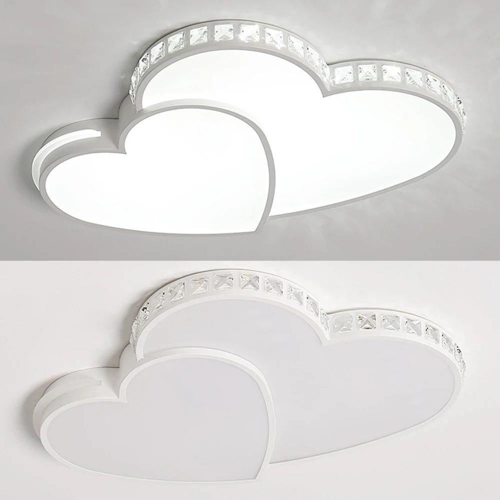Heart Shaped Crystal LED Ceiling Light Flush Mount for Kids Rooms