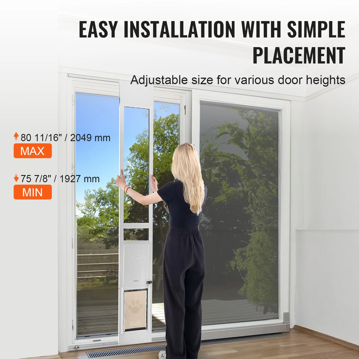 Succebuy Sliding Glass Dog Door Adjustable Aluminum Frame Tempered Glass