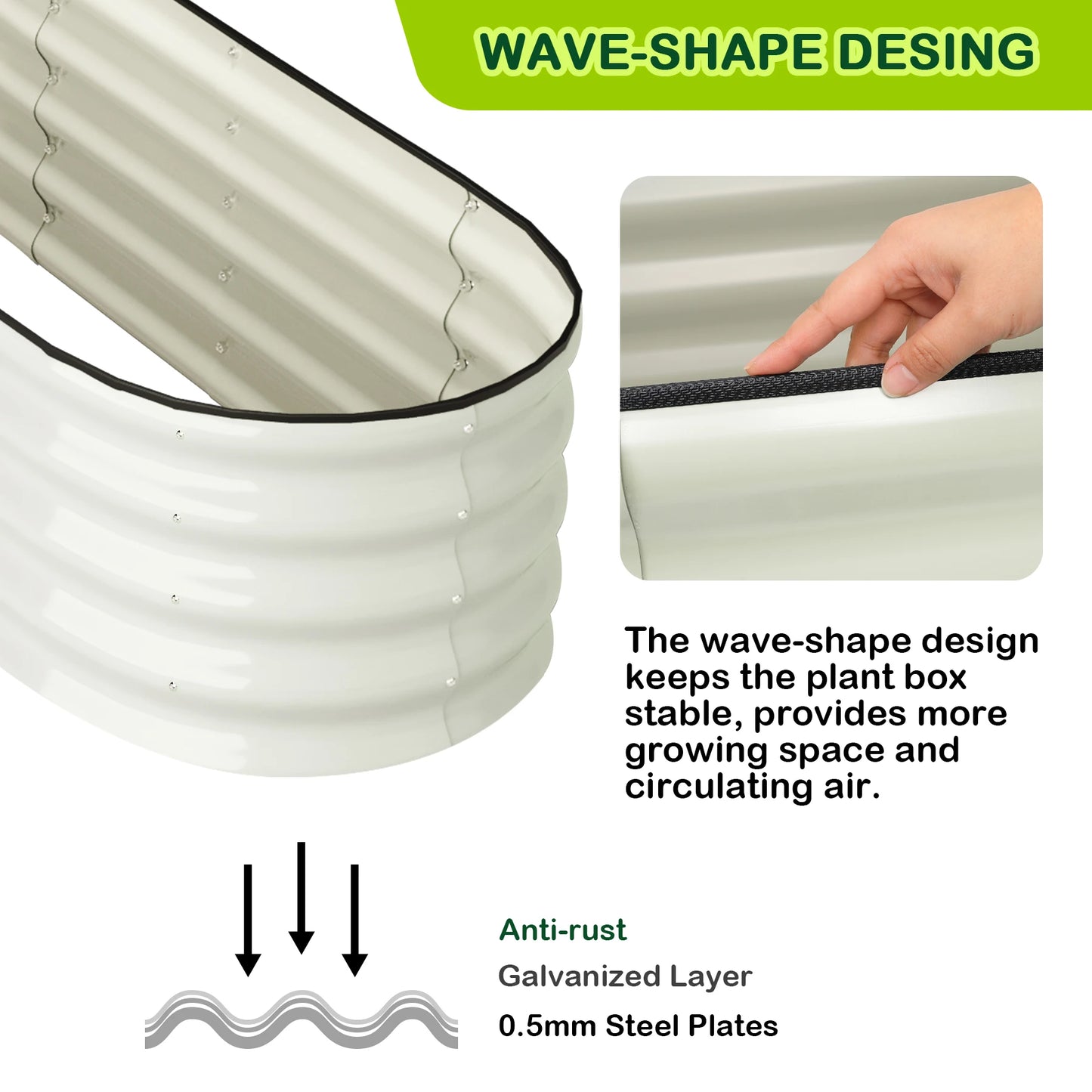 HiMISS Oval Galvanized Raised Garden Bed Kit Outdoor Planter
