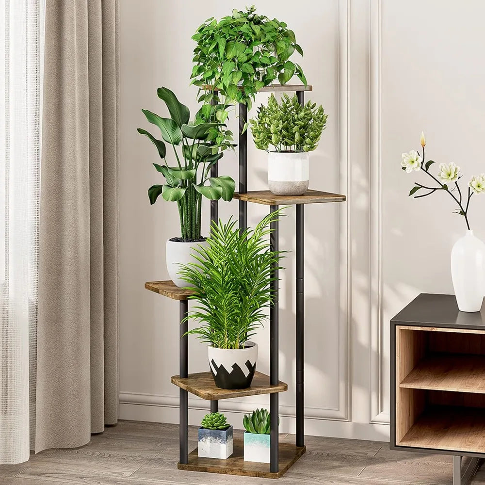 5 Tier Tall Plant Stand Indoor Metal Flower Shelf For Multiple Plants