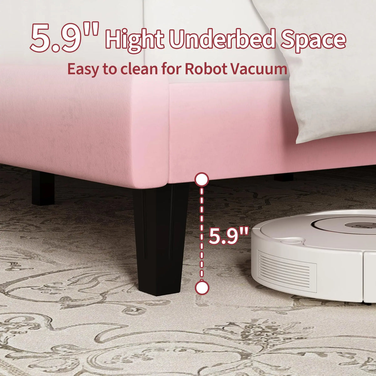 HiMISS Upholstered Platform Bed Frame With Tufted Headboard