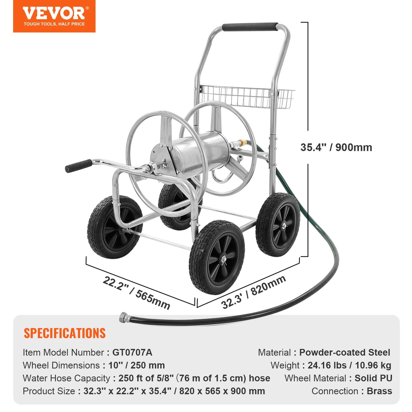 SucceBuy Hose Reel Cart Heavy Duty Garden Hose With Basket