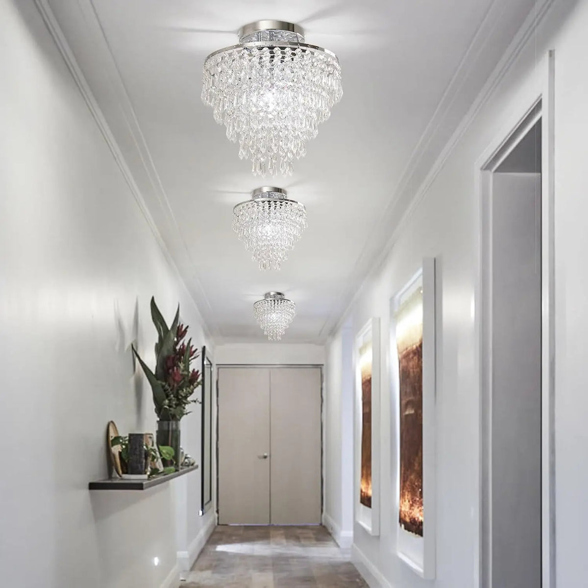 Finktonglan 5 Tier Crystal Chandelier Flush Mount Ceiling Light