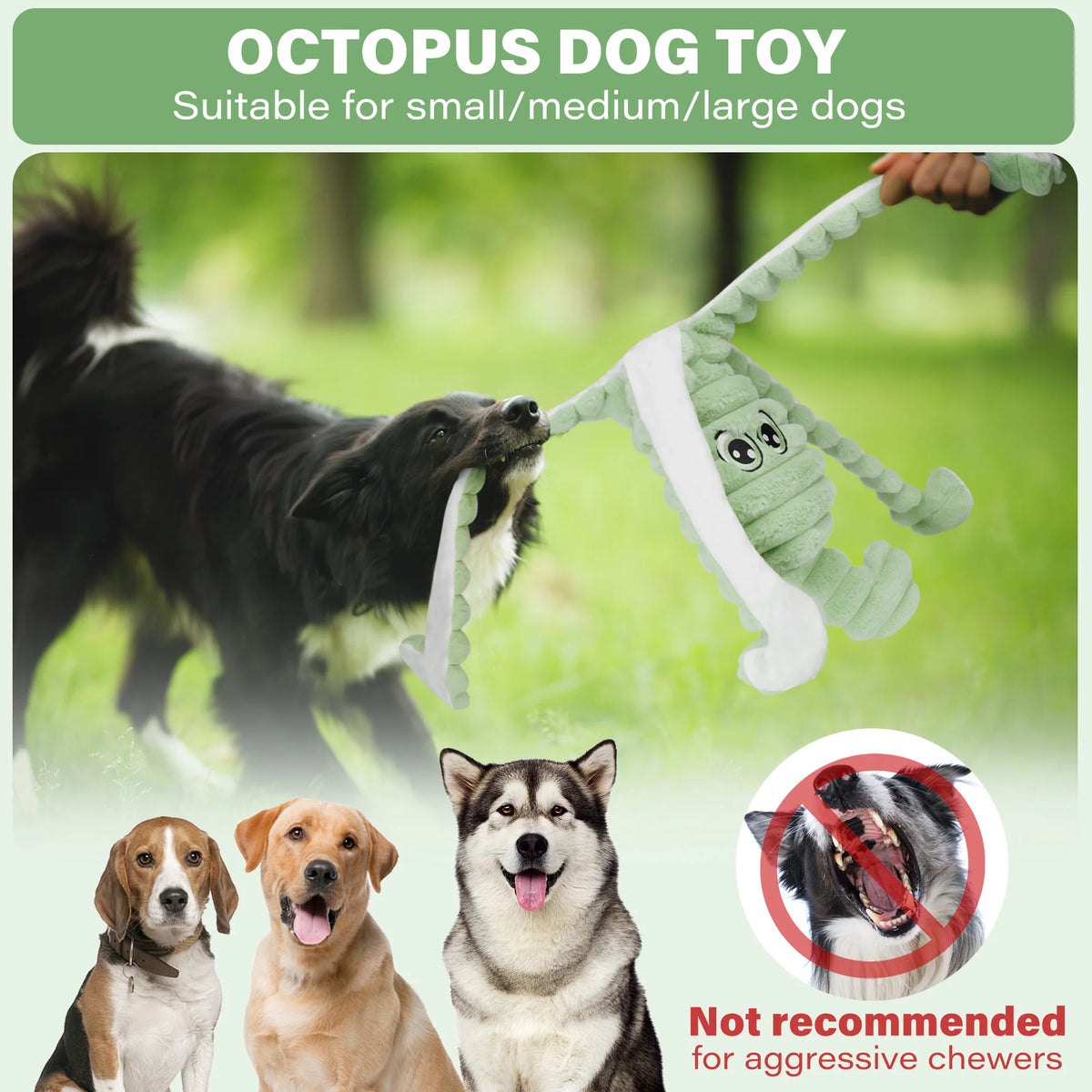 Octopus Design Squeaky Plush Dog Teeth Grinding Toy