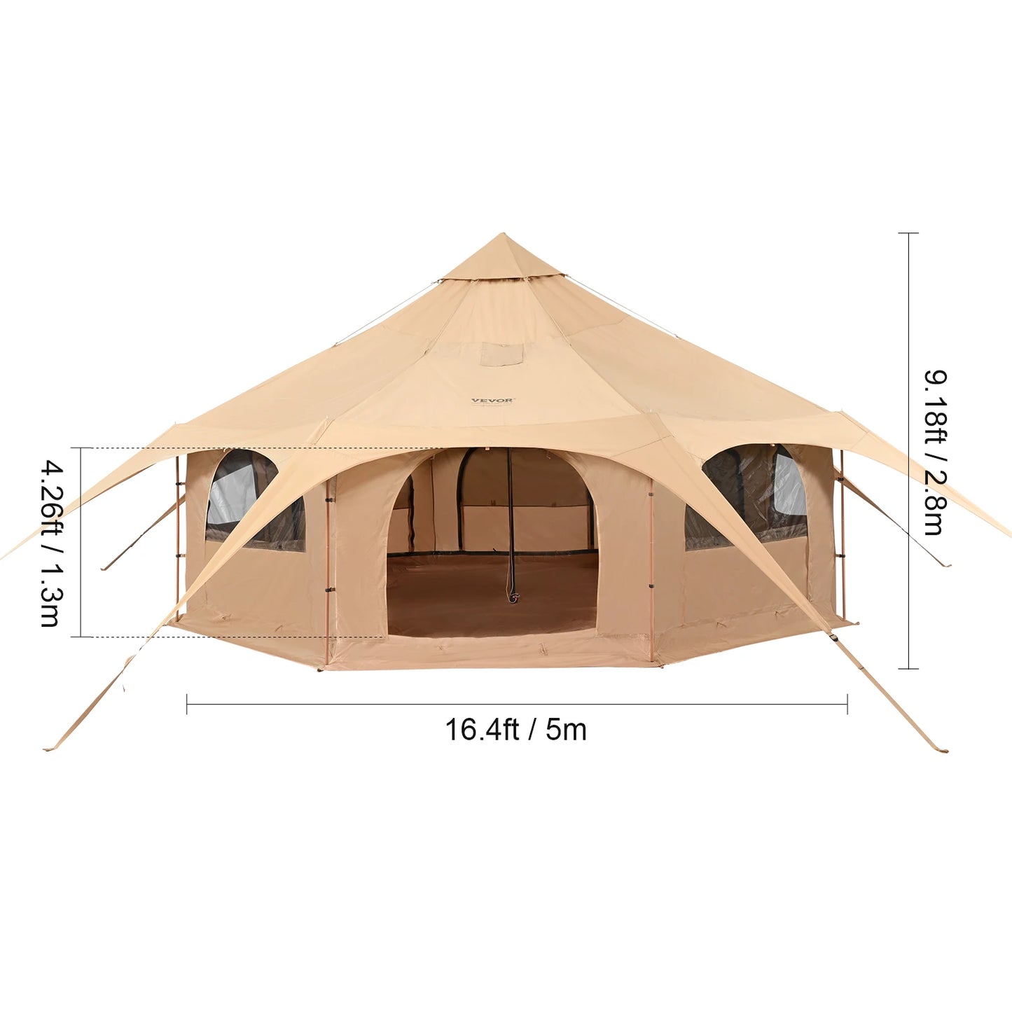 SucceBuy Canvas Bell Tent For Camping Holds Eight People