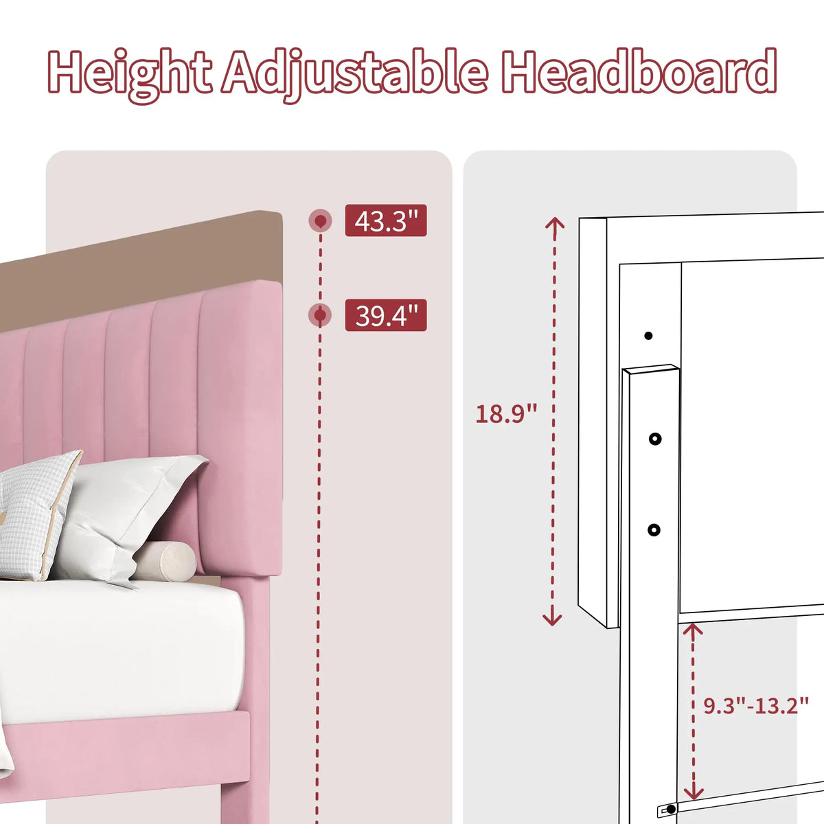 HiMISS Upholstered Platform Bed Frame With Tufted Headboard