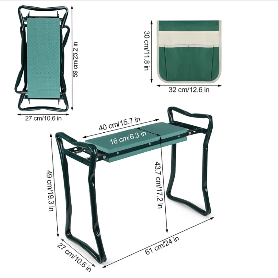 Upgraded Folding Metal Garden Kneeler and Seat with Foam