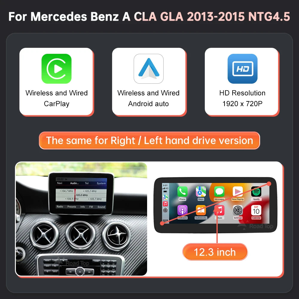 Road Top Benz NTG45 Touch Screen Car Multimedia Display CarPlay