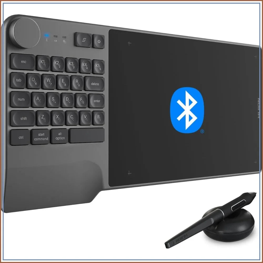 Wireless Drawing Tablet With Keyboard Dial And 5 Custom Keys