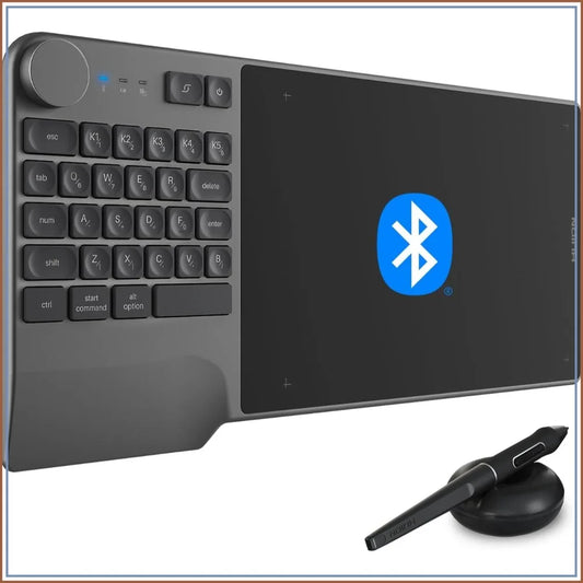 Wireless Drawing Tablet With Keyboard Dial And 5 Custom Keys