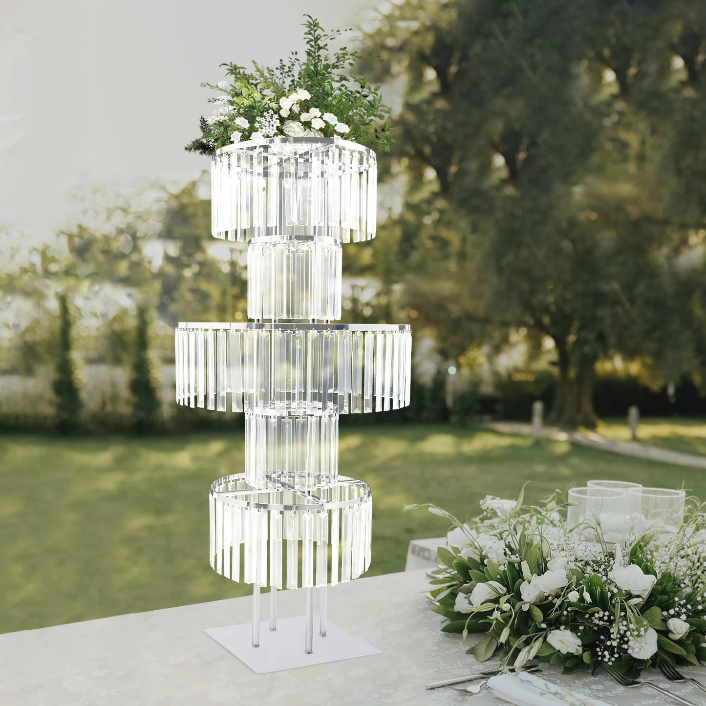 Wedding Centerpiece 5 Tier Acrylic Flower Stand Hanging