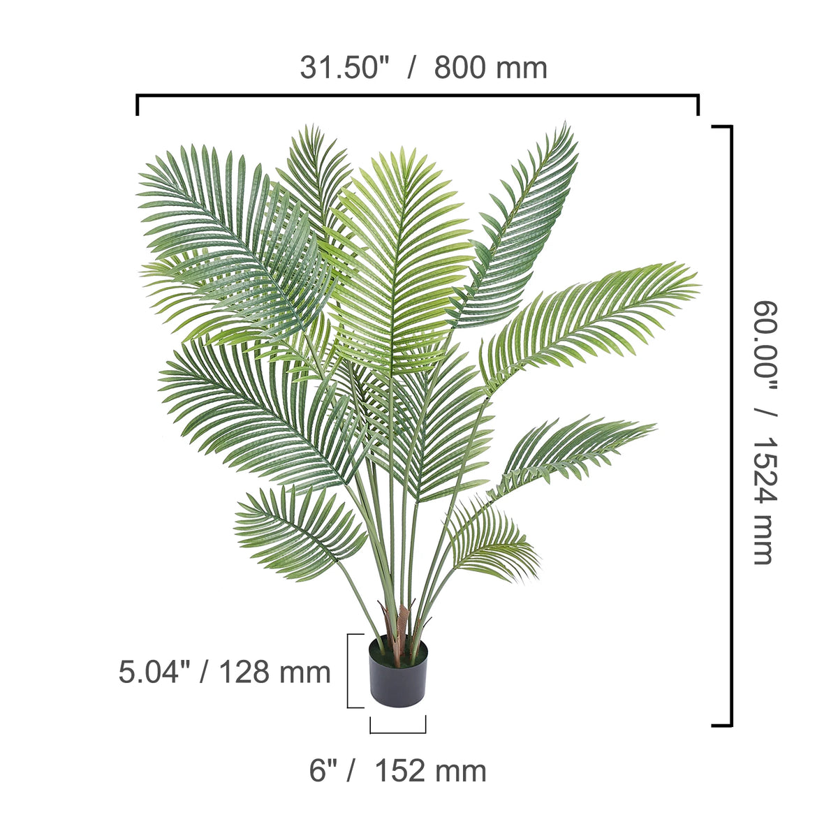 Artificial Palm Tree Faux Plant With Anti Tip Support Base