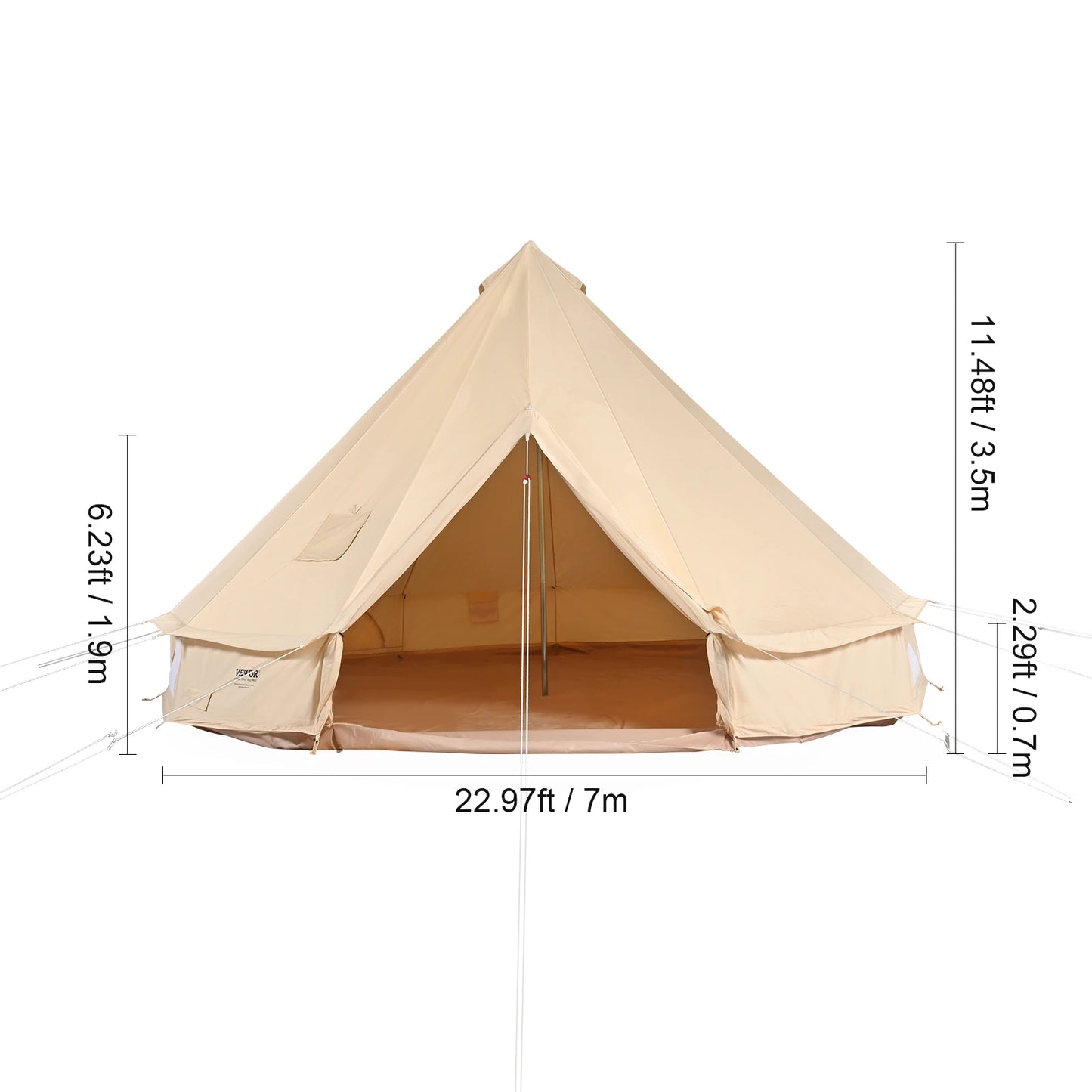 SucceBuy Canvas Bell Tent For Camping Holds Eight People