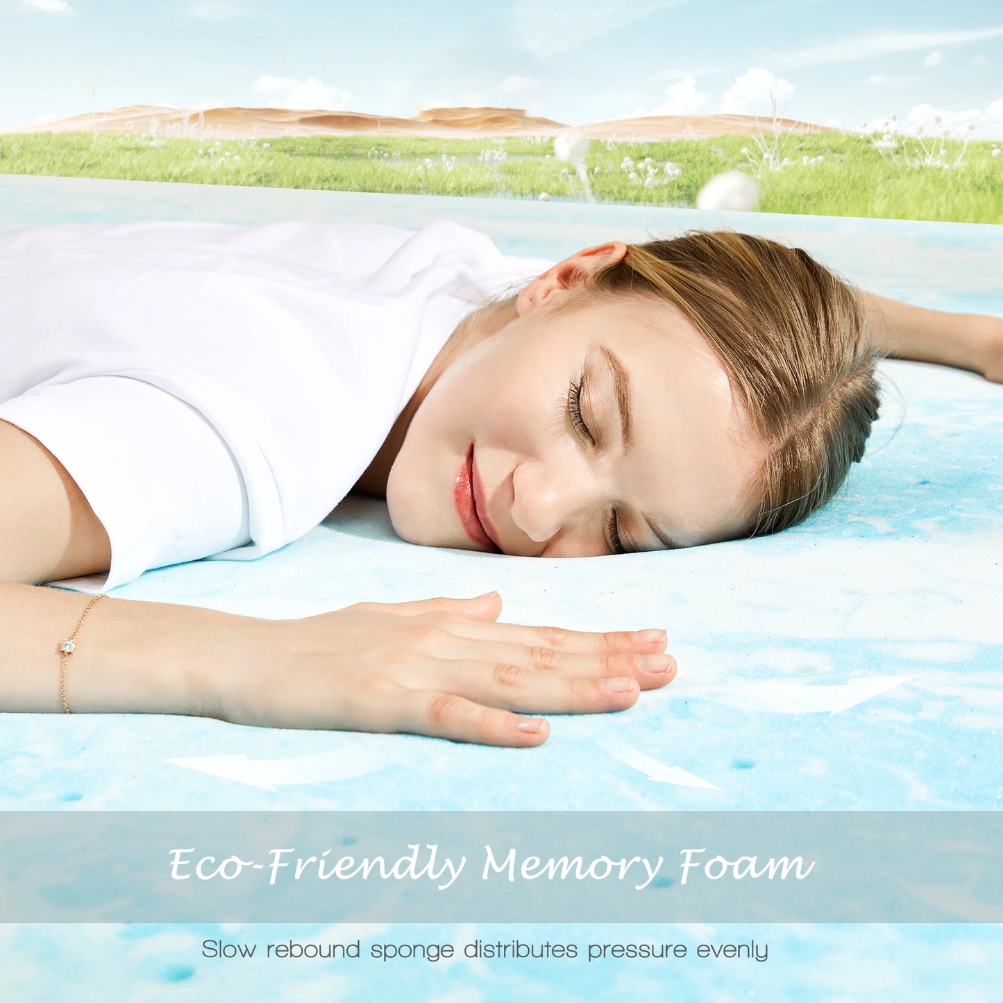 JHK Gel Memory Foam Mattress Topper Cooling Breathable Bed
