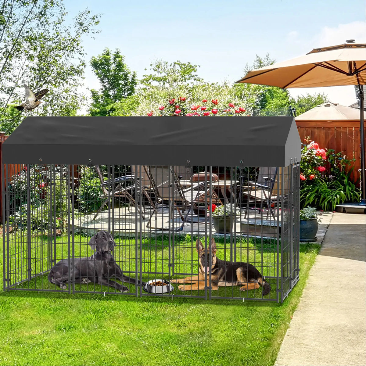 Oversize Outdoor Dog Cage With Roof High Fence For Large Pets