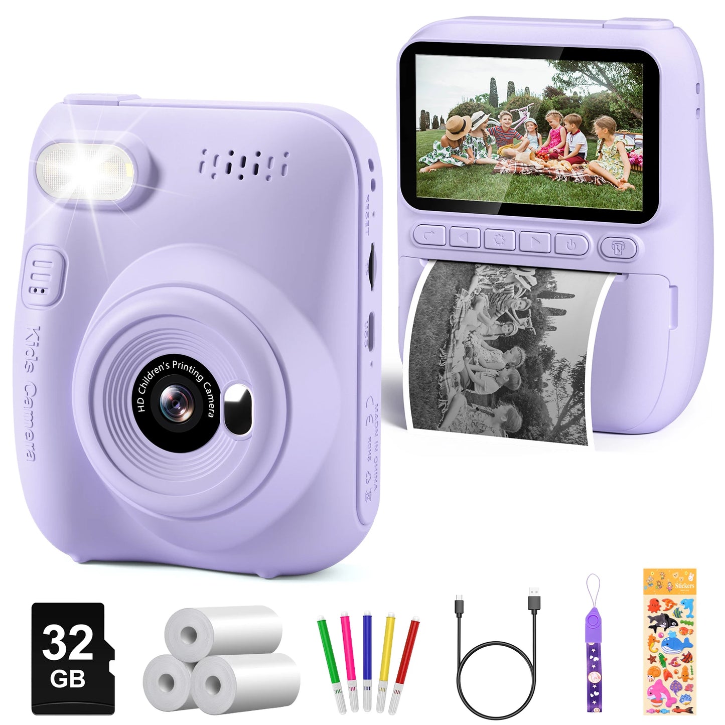 Diamooky CN Kids Digital Camera Instant Print 32MP HD 1080P