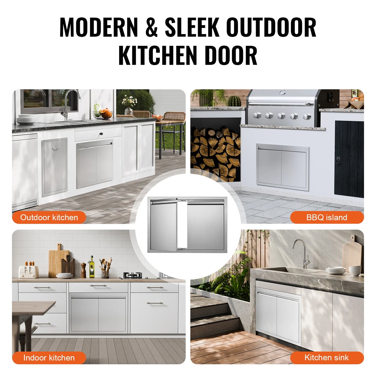 Stainless Steel BBQ Access Door Flush Mount For Outdoor Kitchen