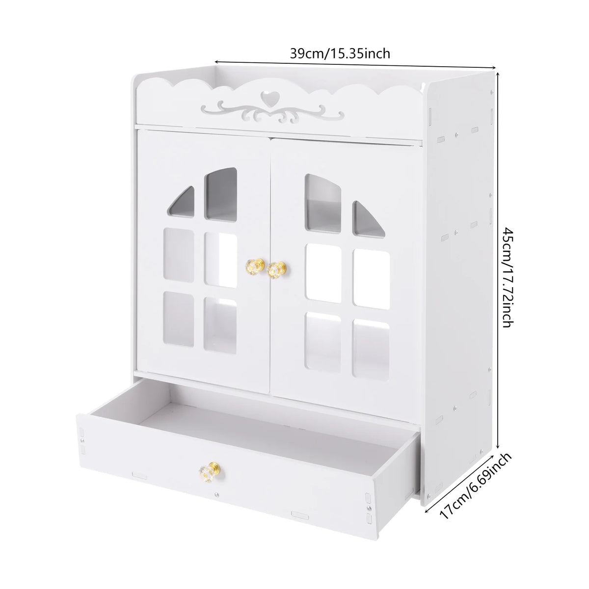 Wall Mounted Bathroom Organizer With Four Waterproof Plastic Shelves