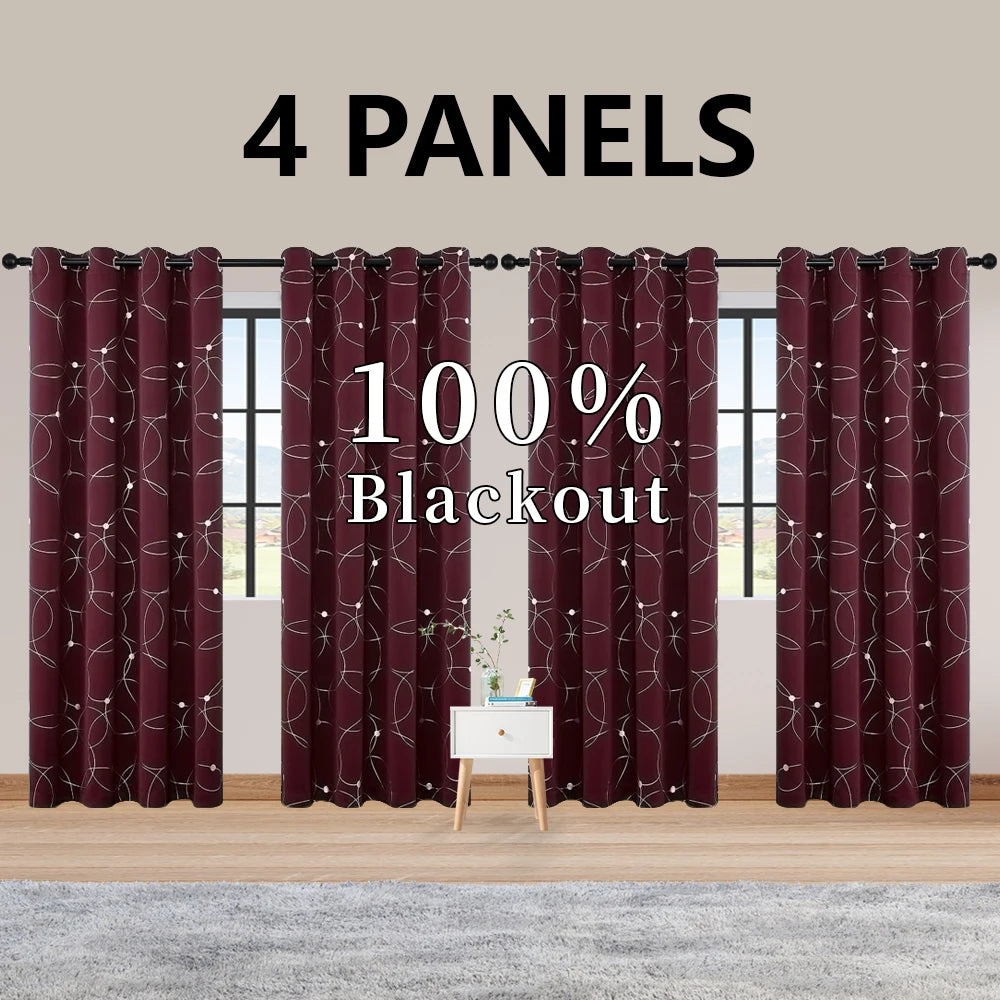 Blackout Curtains Thermal Insulated Room Darkening Foil Circle Dots Bedroom