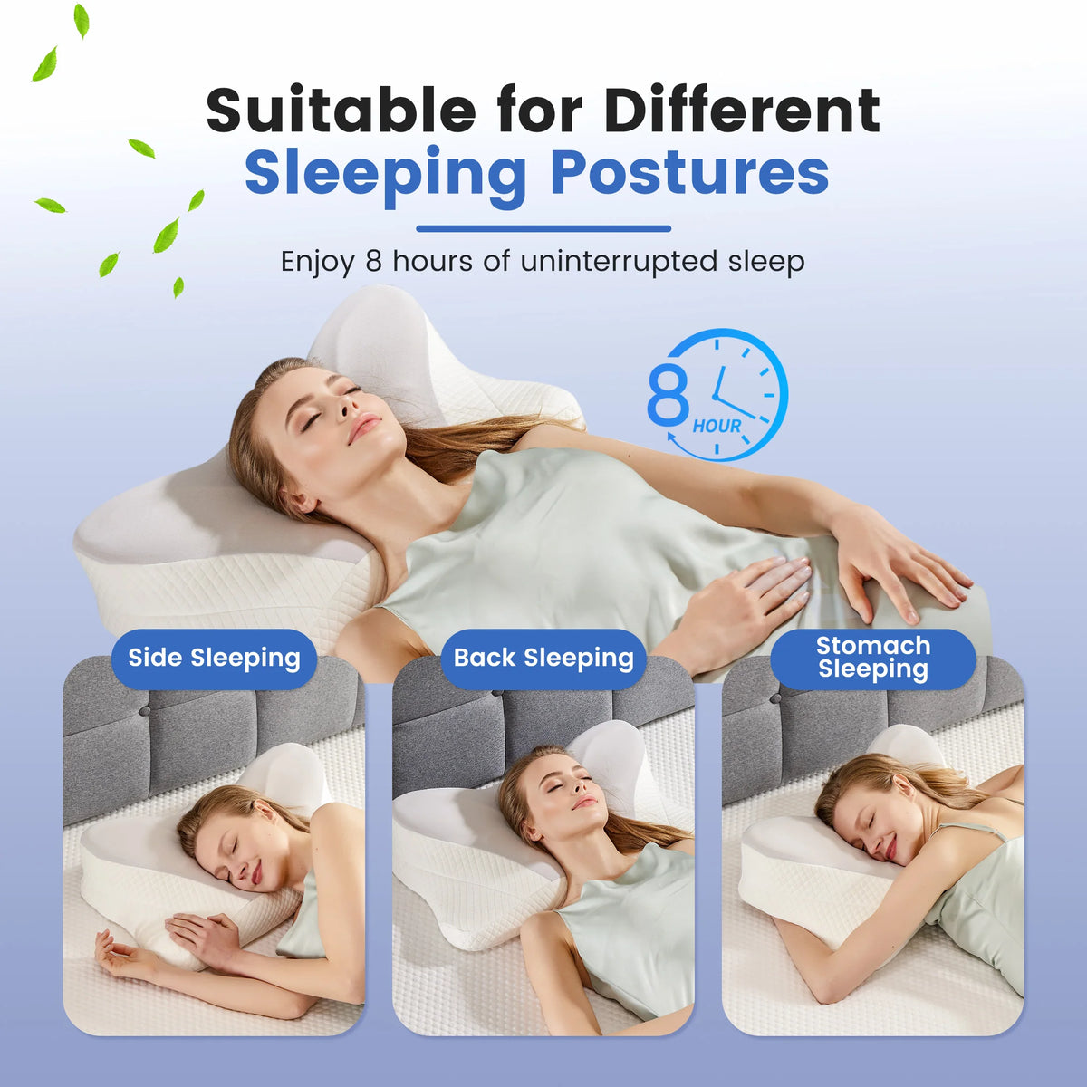 JHK Ergonomic Memory Foam Cervical Contour Bed Pillow