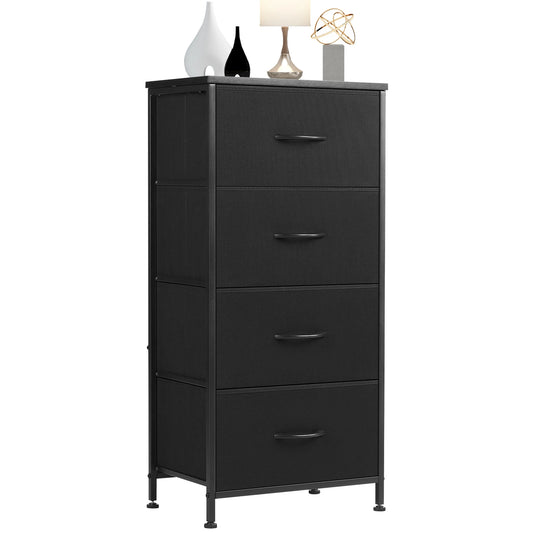 JHK Dresser For Bedroom With Four Fabric Drawers Steel Frame