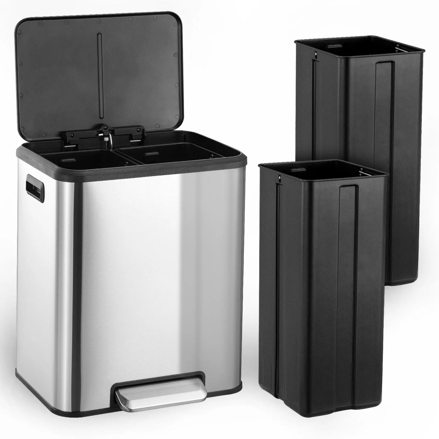 TWISTER.CK Dual Compartment Stainless Steel Kitchen Trash Can