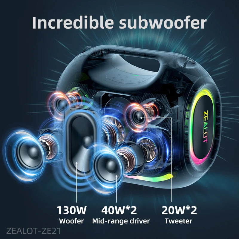 Zealot 250W Wireless Bluetooth Speaker High Volume Waterproof Design