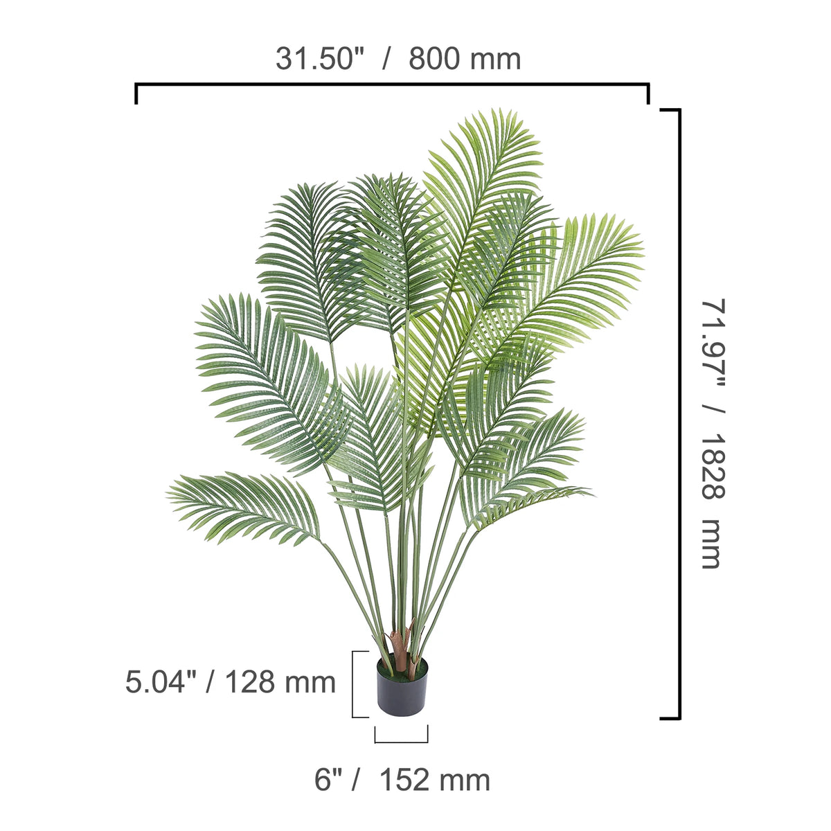 Artificial Palm Tree Faux Plant With Anti Tip Support Base