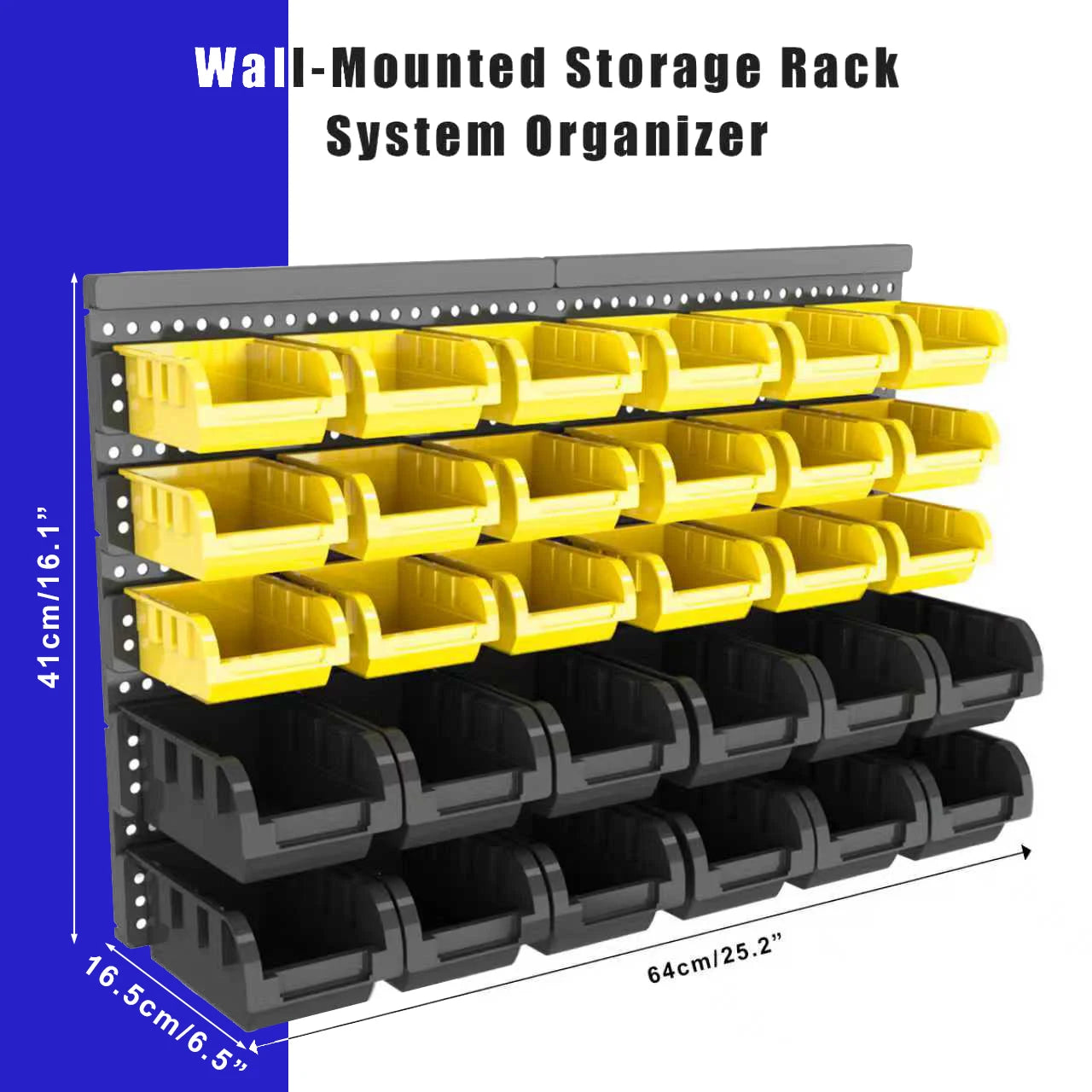 Wall Mounted Plastic Storage Bins Set Garage Organizer