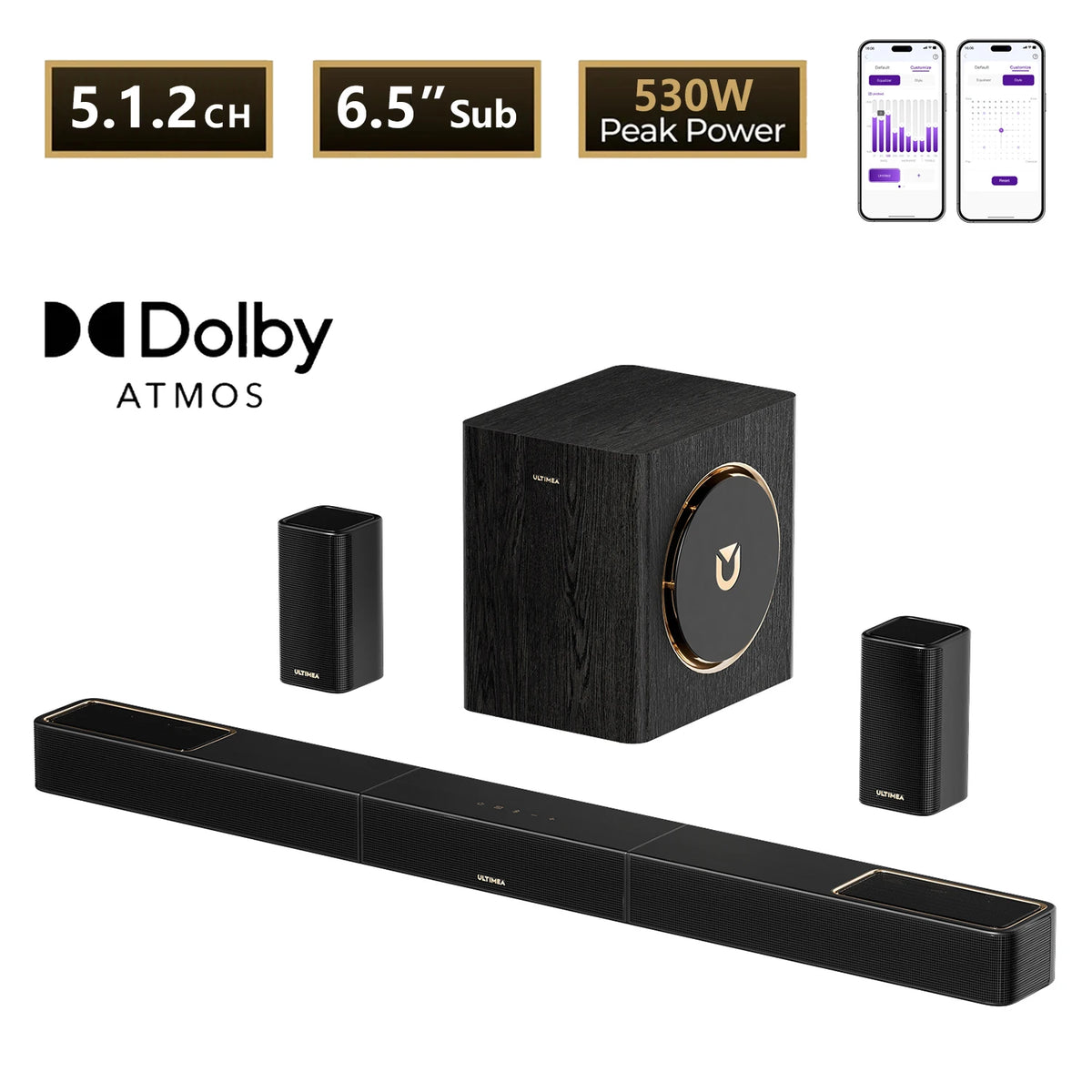 Ultimea 7.1 Dolby Atmos Soundbar With Subwoofer And Rear Speakers