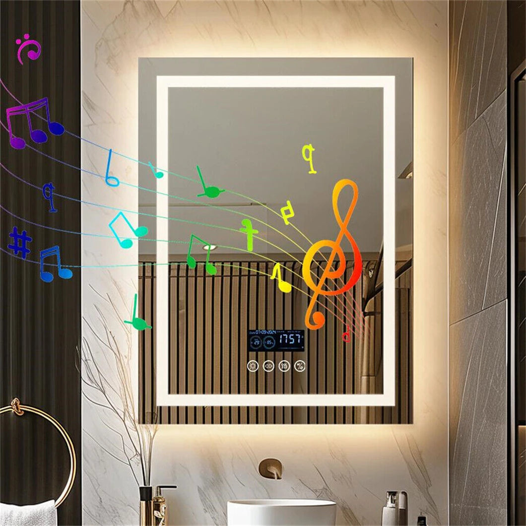 BORWART Smart LED Bathroom Mirror With Bluetooth Speaker Antifog