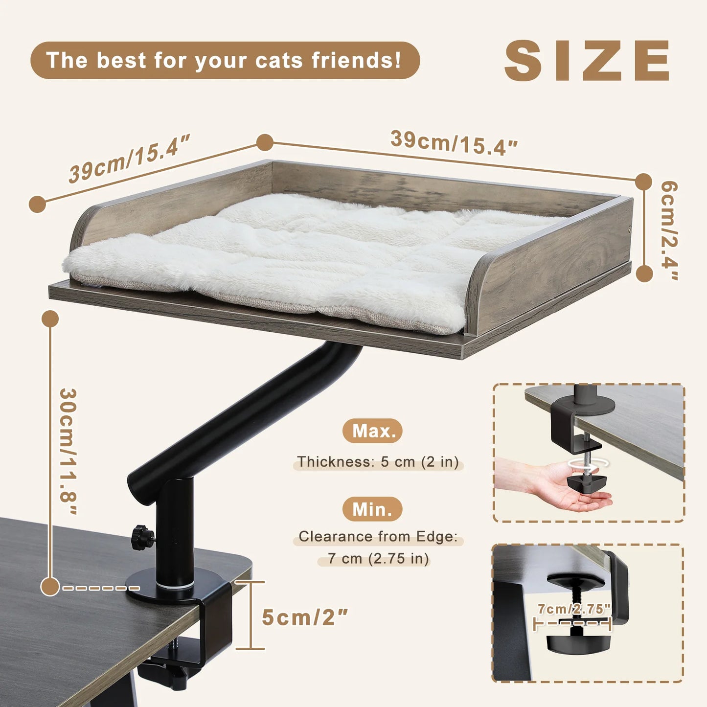 PAWZ Road Cat Desk Bed 360 Degree Rotatable Stand For Indoor Cats