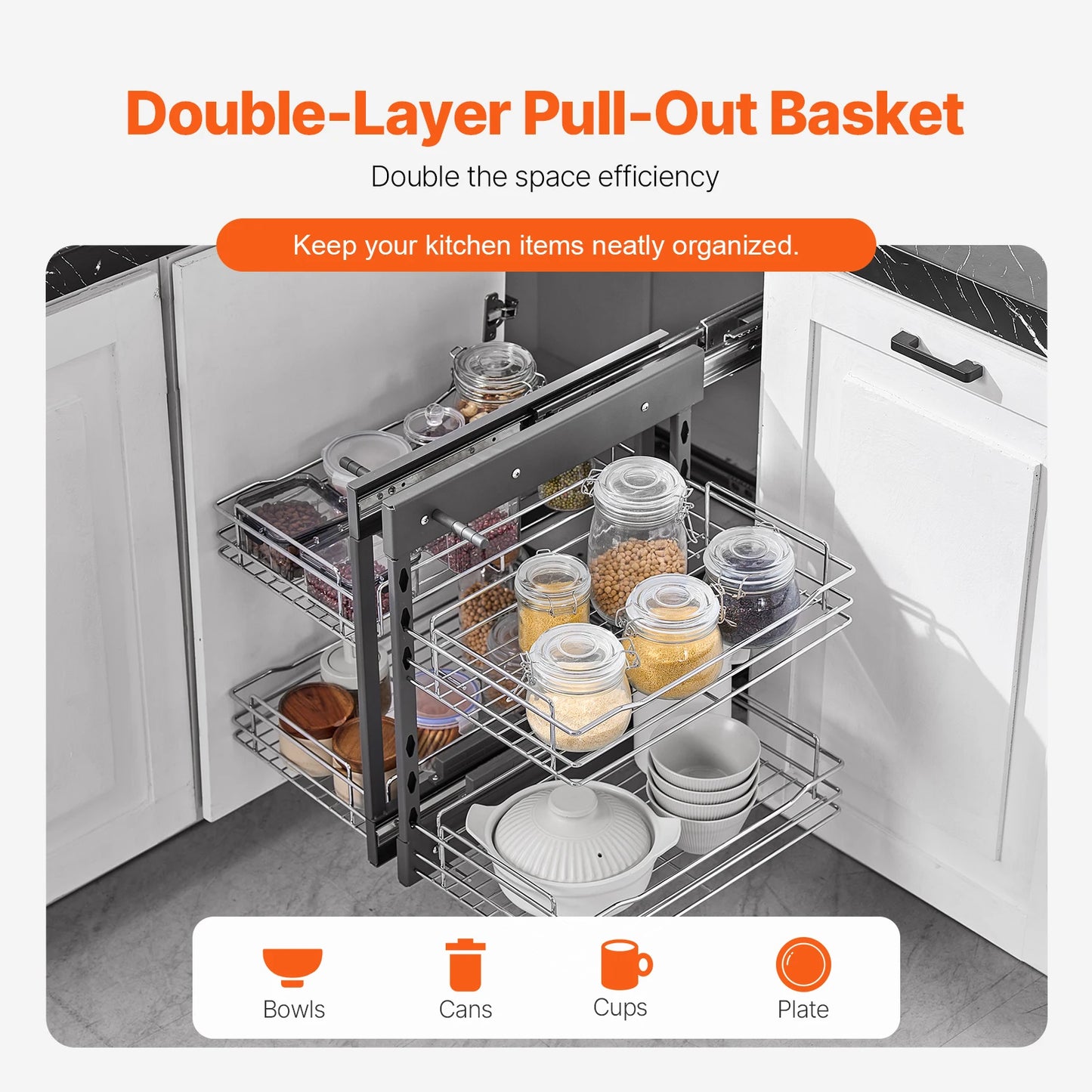 SucceBuy Blind Corner Pull Out Kitchen Organizer 4 Shelf