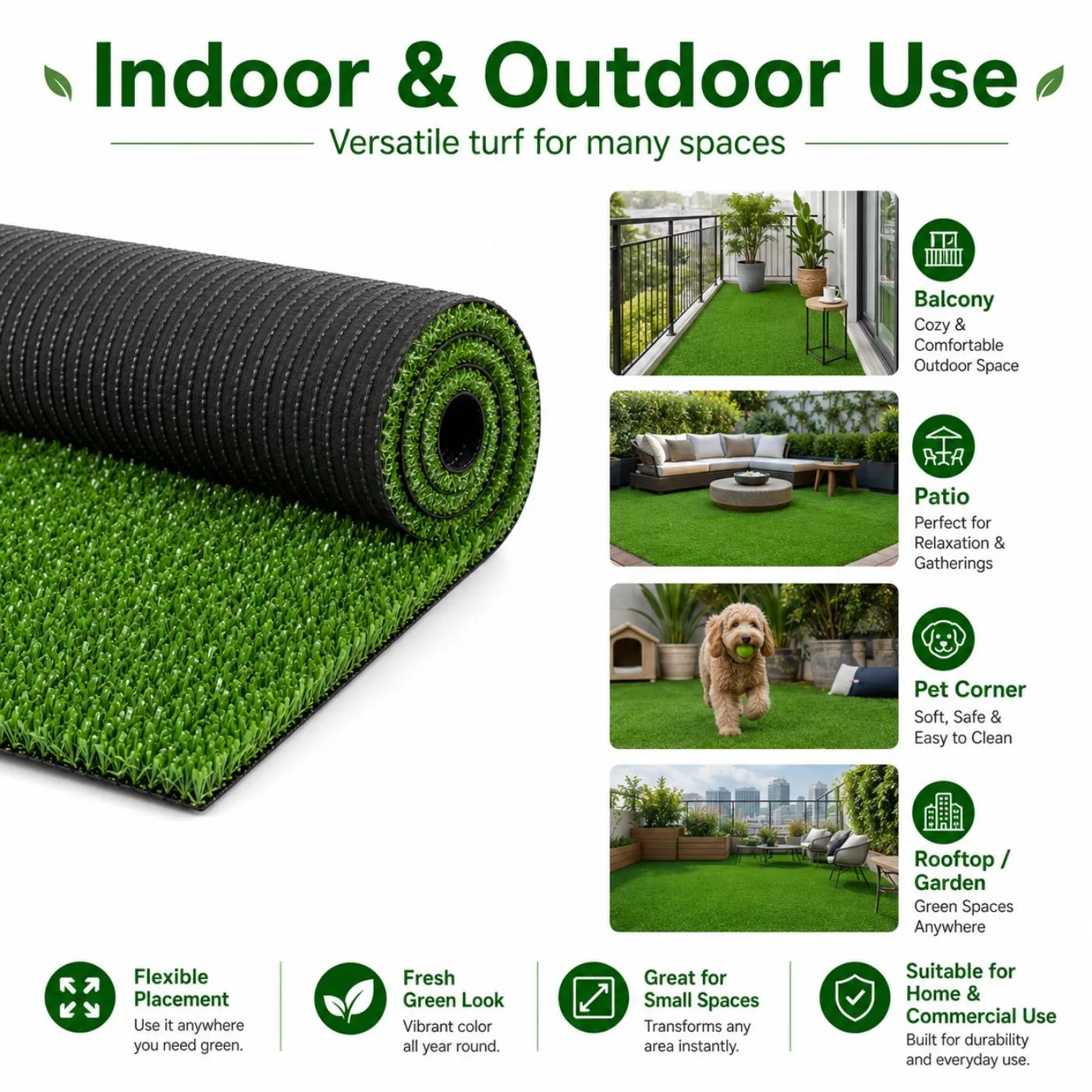 Artificial Grass Turf Mat Heavy Duty Indoor Outdoor Lawn Rug