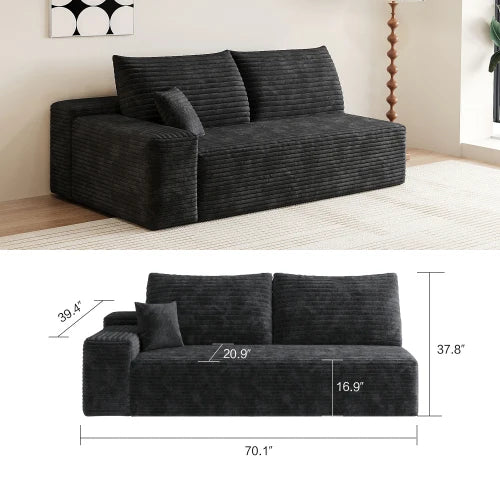 YQXH Cloud Style Sectional Sofa With Corduroy Memory Foam Cushions