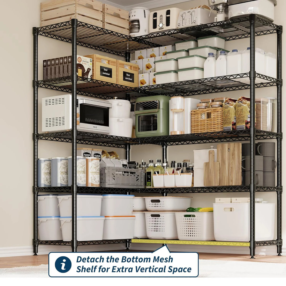 TWISTER Heavy Duty Metal Storage Shelves For Kitchen Organization