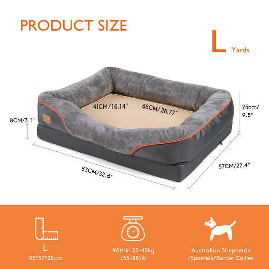 BINGOPAW Large Dog Bed With Removable Washable Waterproof Fleece Cover